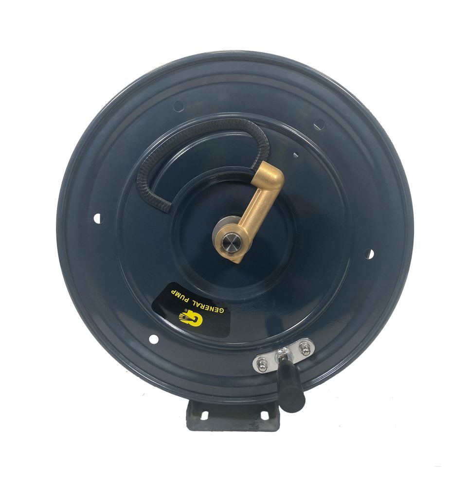 Metal Pedestal Mount Hose Reel – 50mtrs (150 feet) of 3/8 high pressure hose