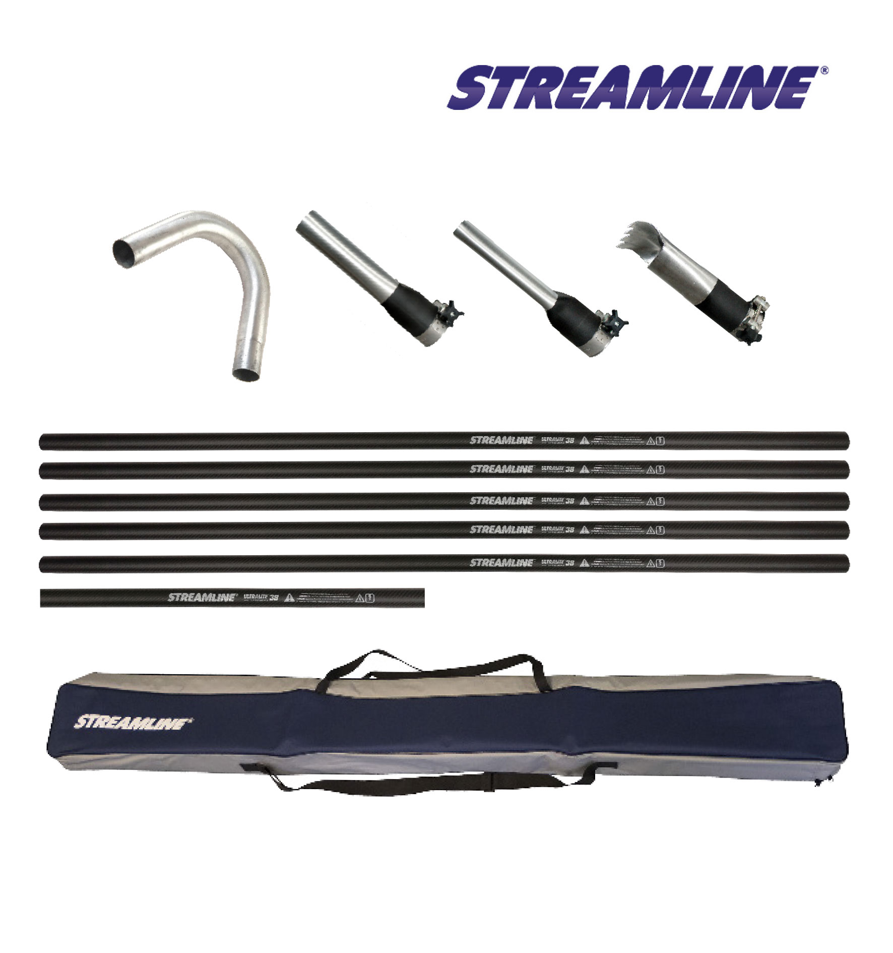 View of STREAMVAC™ Gutter Cleaning Pole Set Complete with Head and Accessories ...