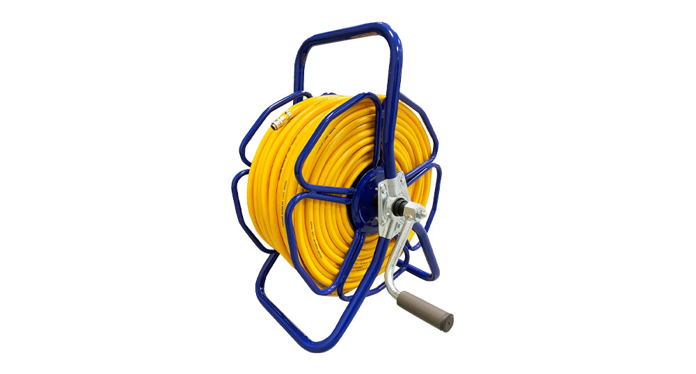 Freestanding Robust HRM2 Metal Hose Reel complete with 8mm Minibore Hose