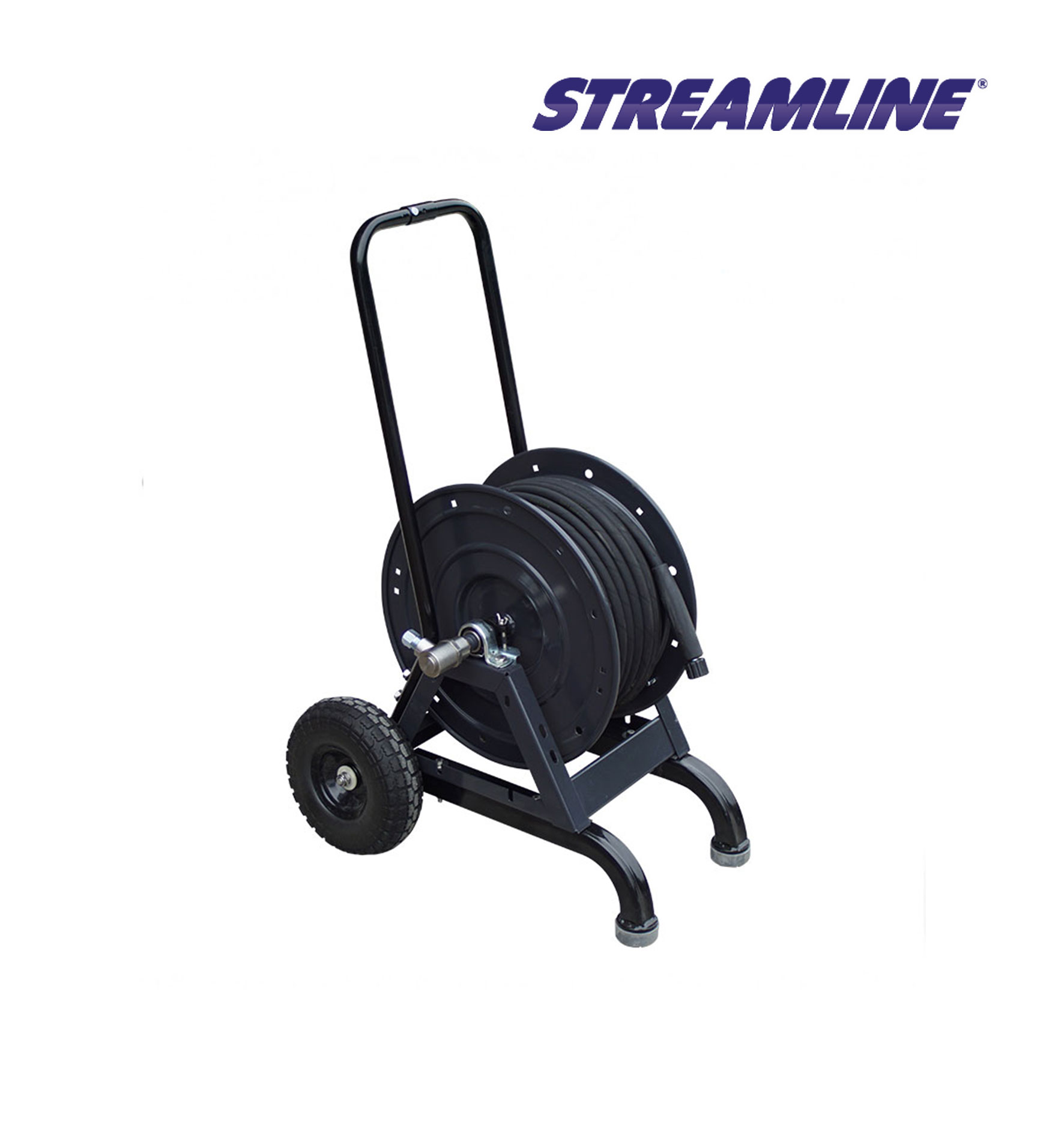 Hose reel high pressure 150' x 3/8 inch - A-frame type trolley - Streamline  Systems