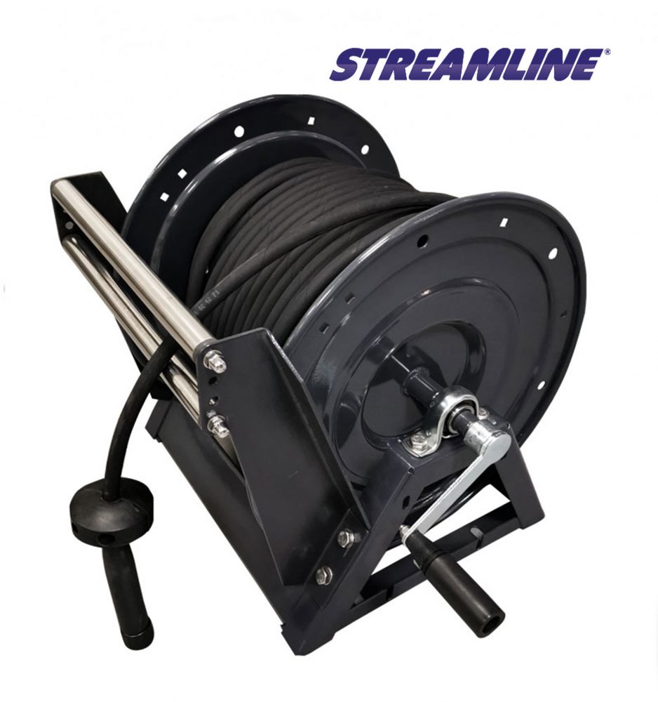 Hose Reel High Pressure 300' x 3/8 inch Aframe type with Hose Guide Streamline Systems Hose Reel High Pressure 300' x 3/8 inch Aframe type with Hose Guide Streamline Systems