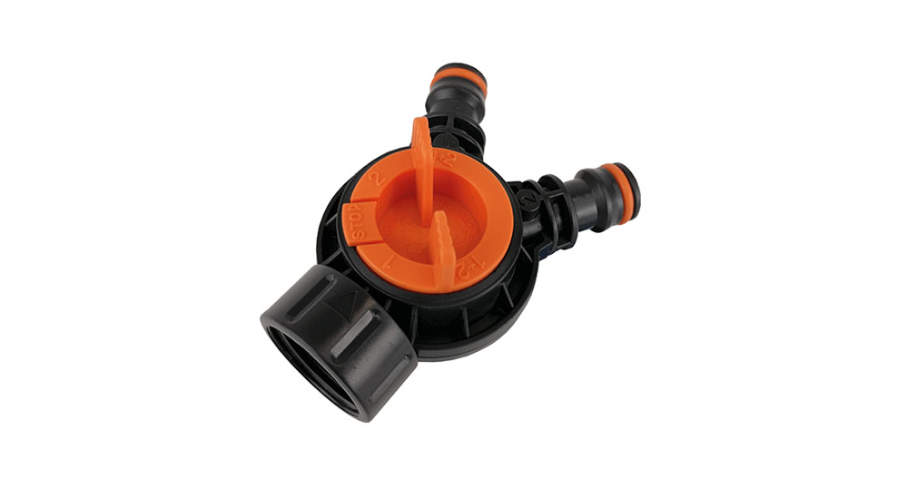 Nylon Double Male Adaptor with valve and 1/2 & 3/4 inch female thread