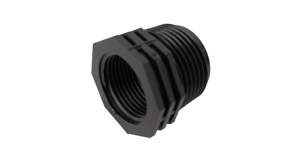 Nylon Reducer 1 inch M – 3/4 inch F Black