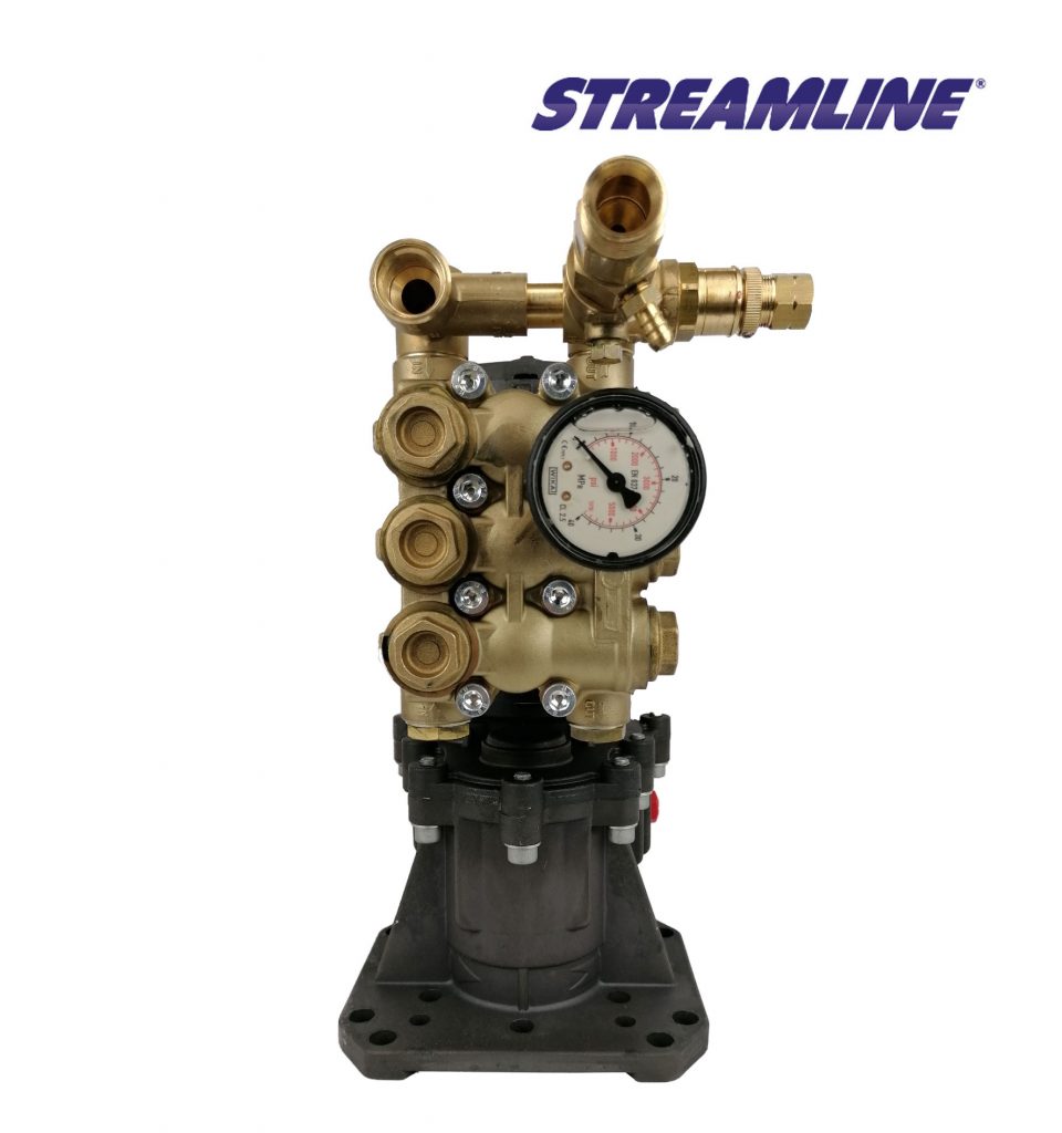 Comet High Pressure Pump with Gearbox, 276 Bar, 16.5 ltr/min, 1 inch shaft, 12.2 HP, 1400 RPM, with unloader