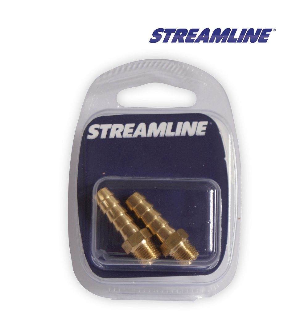 Brass 1/4 inch M x 8mm Hosetail