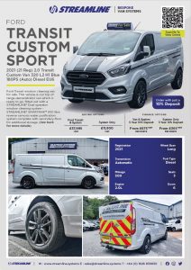 Ford Transit Custom - Dual Operator Hot & Cold Window Cleaning Van Specification Sheet