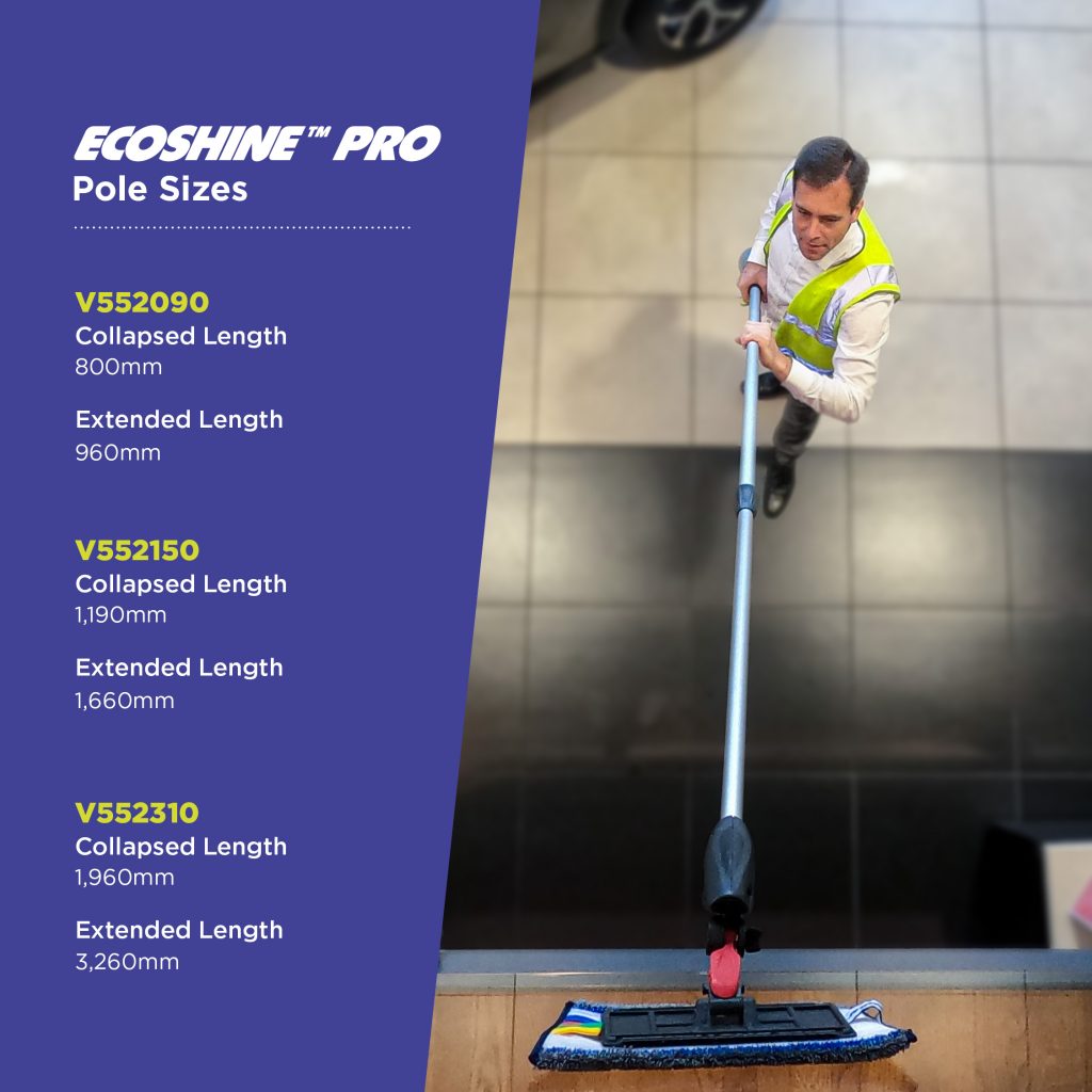 Ecoshine™ Pro Indoor Window Cleaning Kit  310cm reach, with 4 pads selection