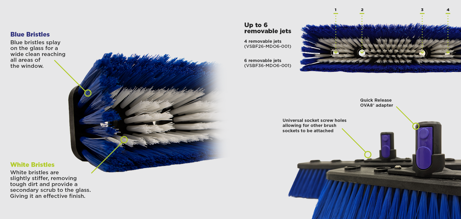 brush heads for the OVA8® telescopic pole