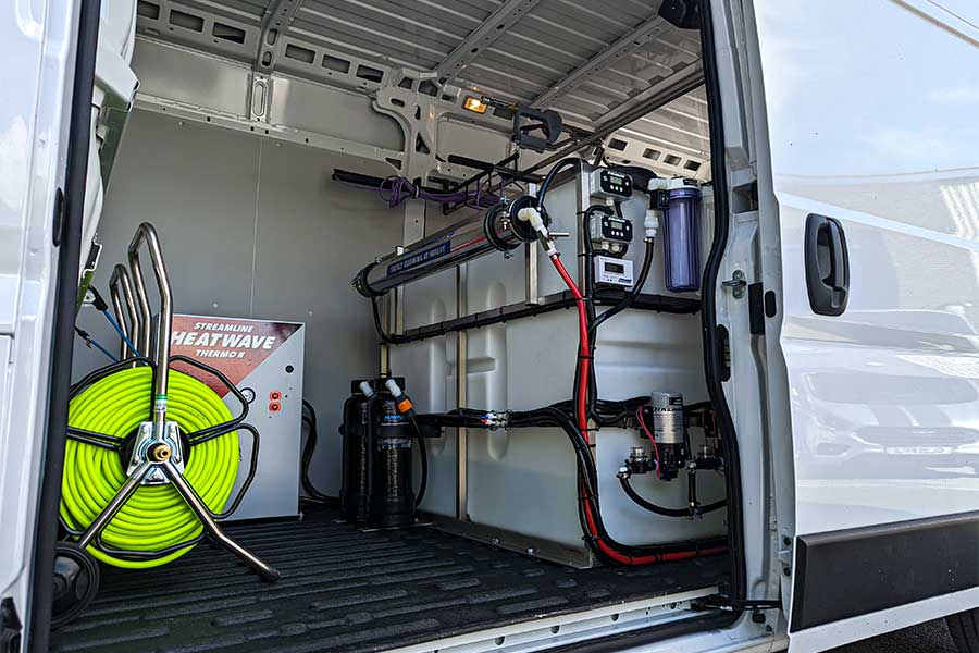 interior of window cleaning hire vehicle