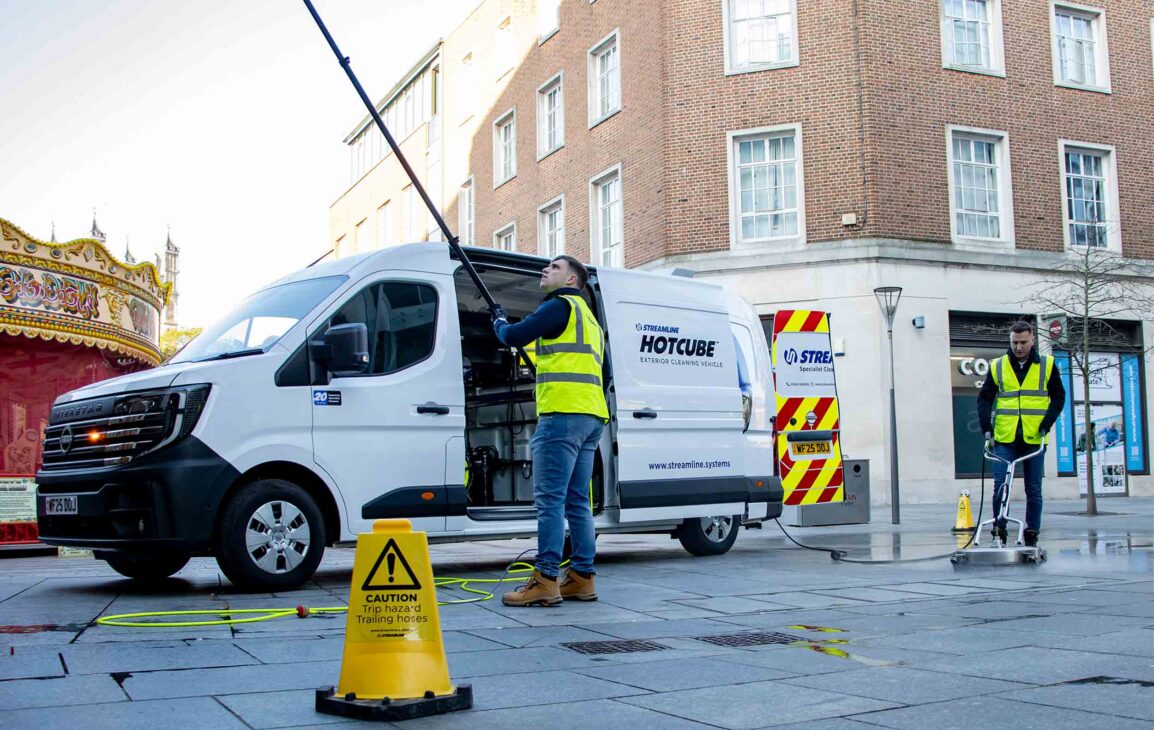 Dual operator high pressure washing and window cleaning