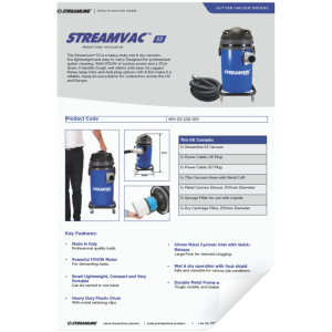 Streamvac S3 Specification Sheet